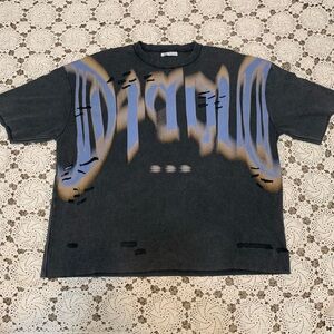 Zara Medium Raw Hem Grunge Streetwear Oversized Dark Gray 100% Cotton T Shirt
